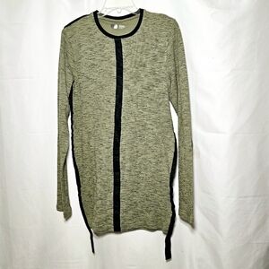 Mens Olive Green Thermal Long Sleeve Cotton Blend Shirt Size Small